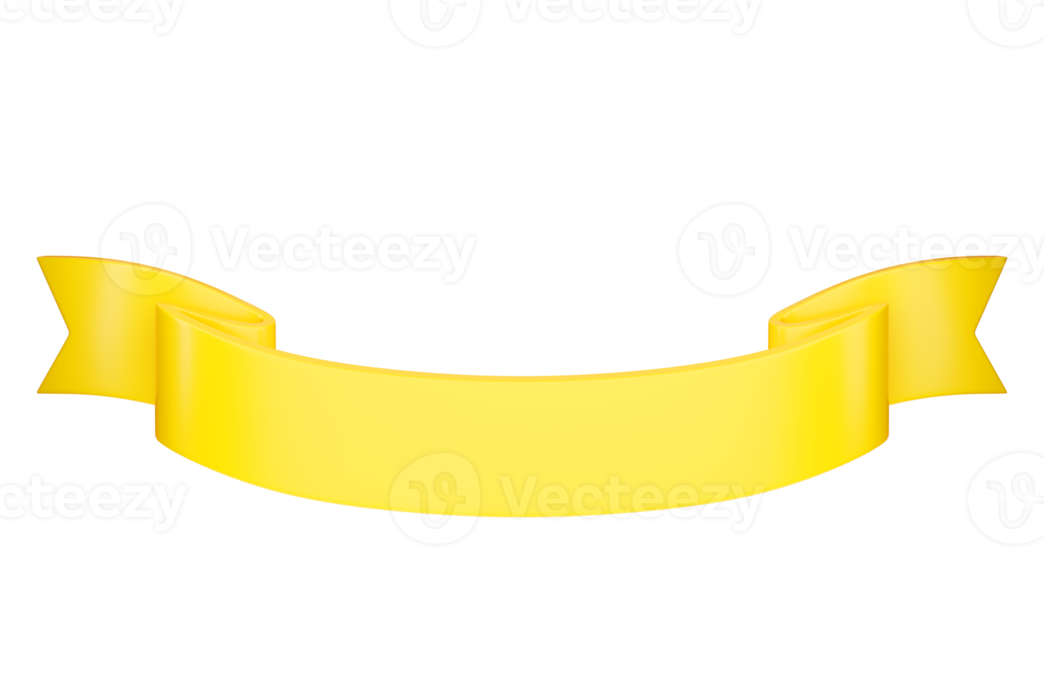 3d label ribbon. Glossy yellow blank plastic banner for advertisment