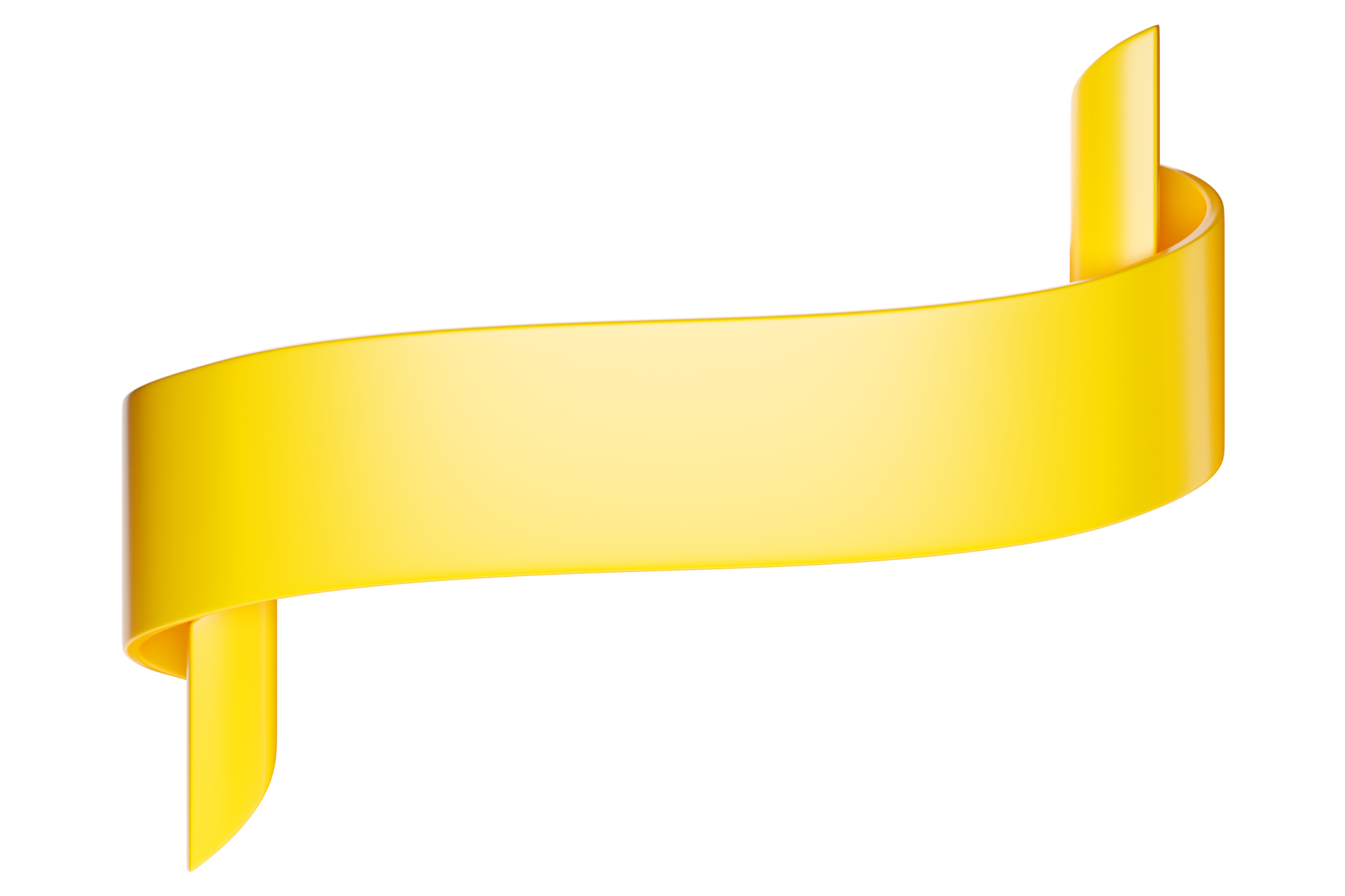 3d label ribbon. Glossy yellow blank plastic banner for advertisment