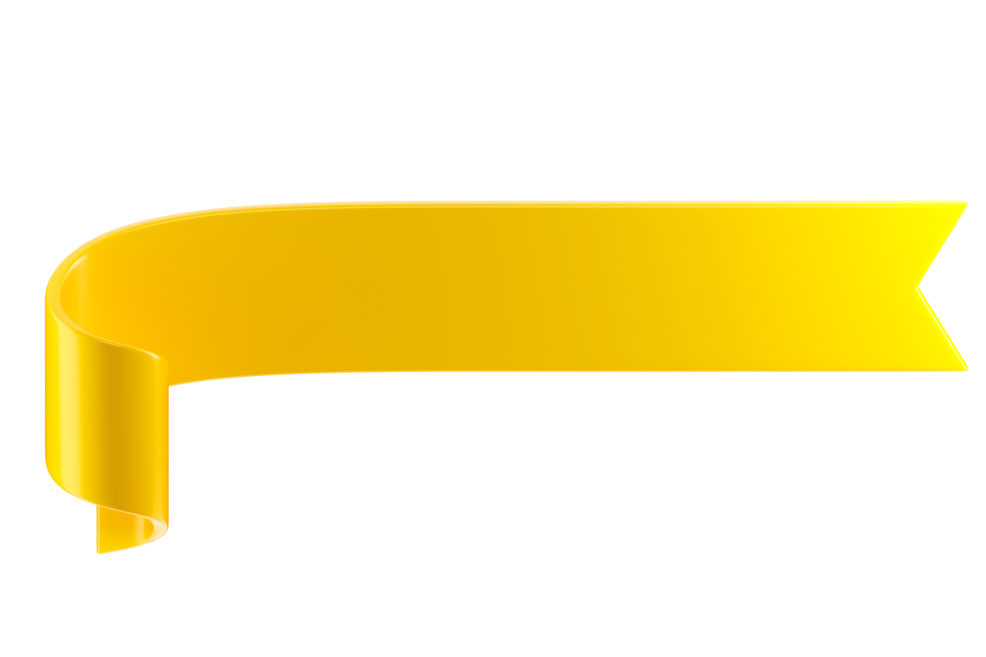 3d label ribbon. Glossy yellow blank plastic banner for advertisment
