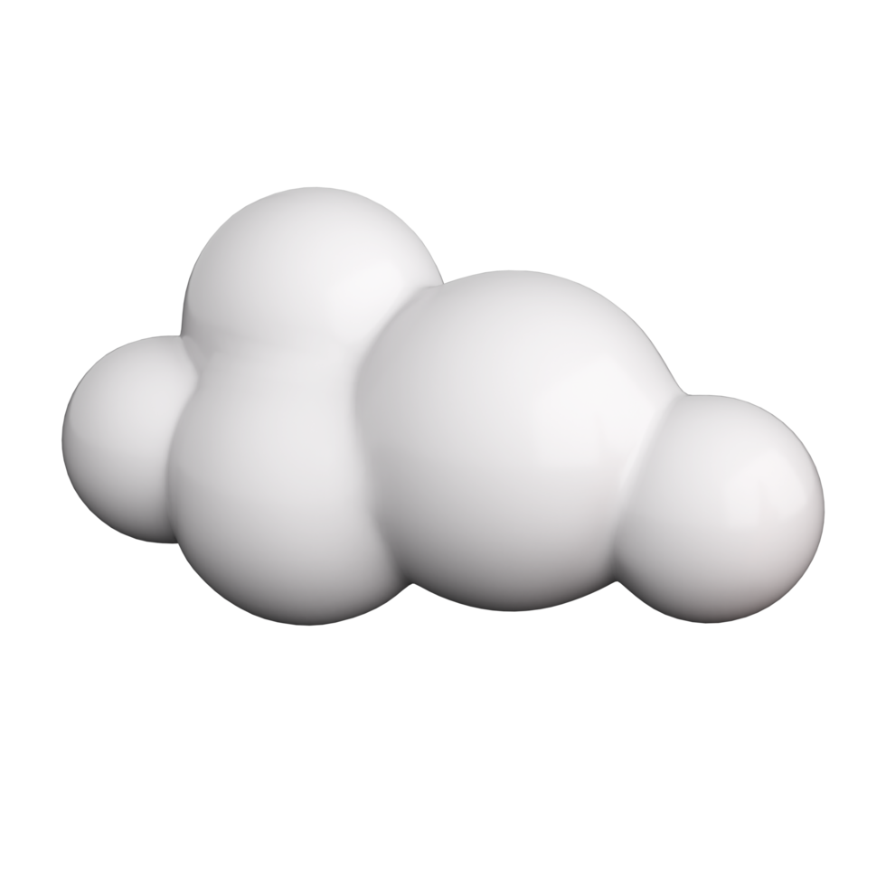 3D weiße, flauschige Wolke. trendige Cartoon-Wolkensymbol aus weichem Kunststoff. hochwertige isolierte 3d-darstellung png