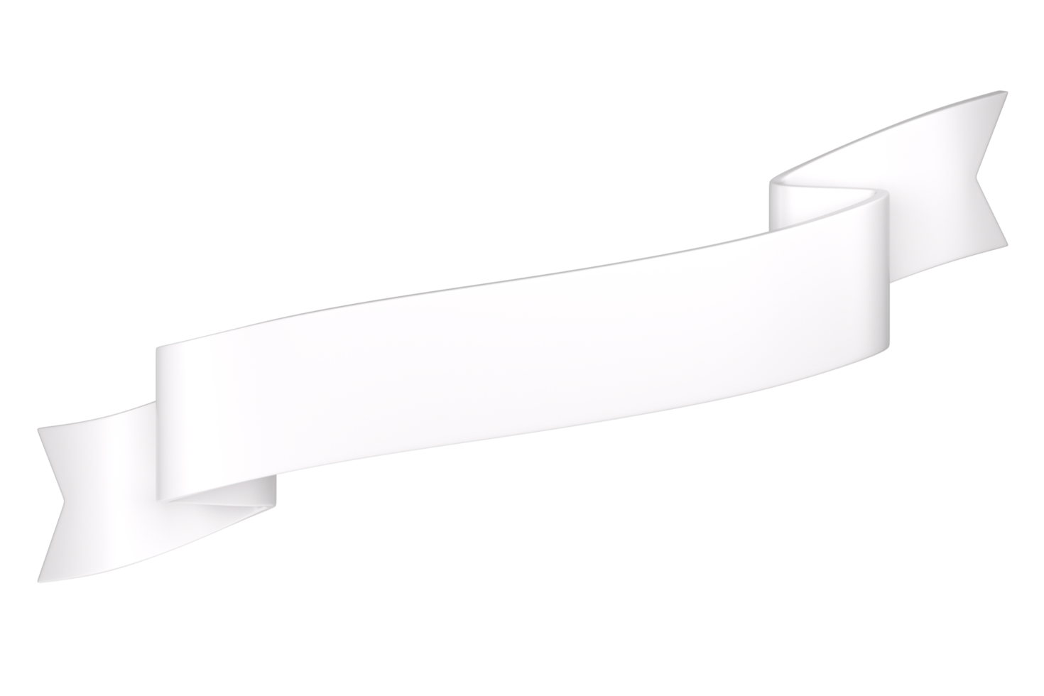 3d label ribbon. Glossy white blank plastic banner for advertisment, promo and decoration elements. High quality isolated render png