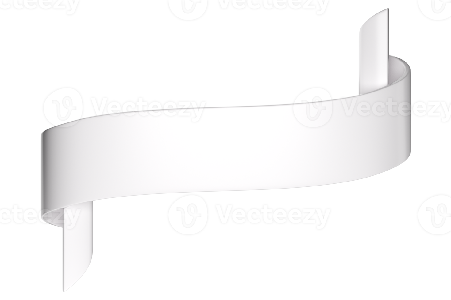 3d label ribbon. Glossy white blank plastic banner for advertisment, promo and decoration elements. High quality isolated render png