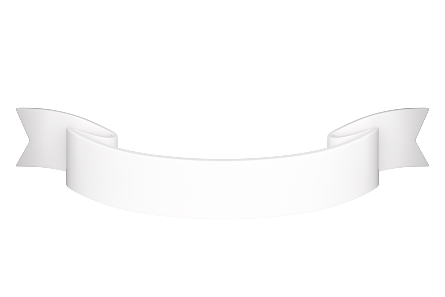 3d label ribbon. Glossy white blank plastic banner for advertisment, promo and decoration elements. High quality isolated render png