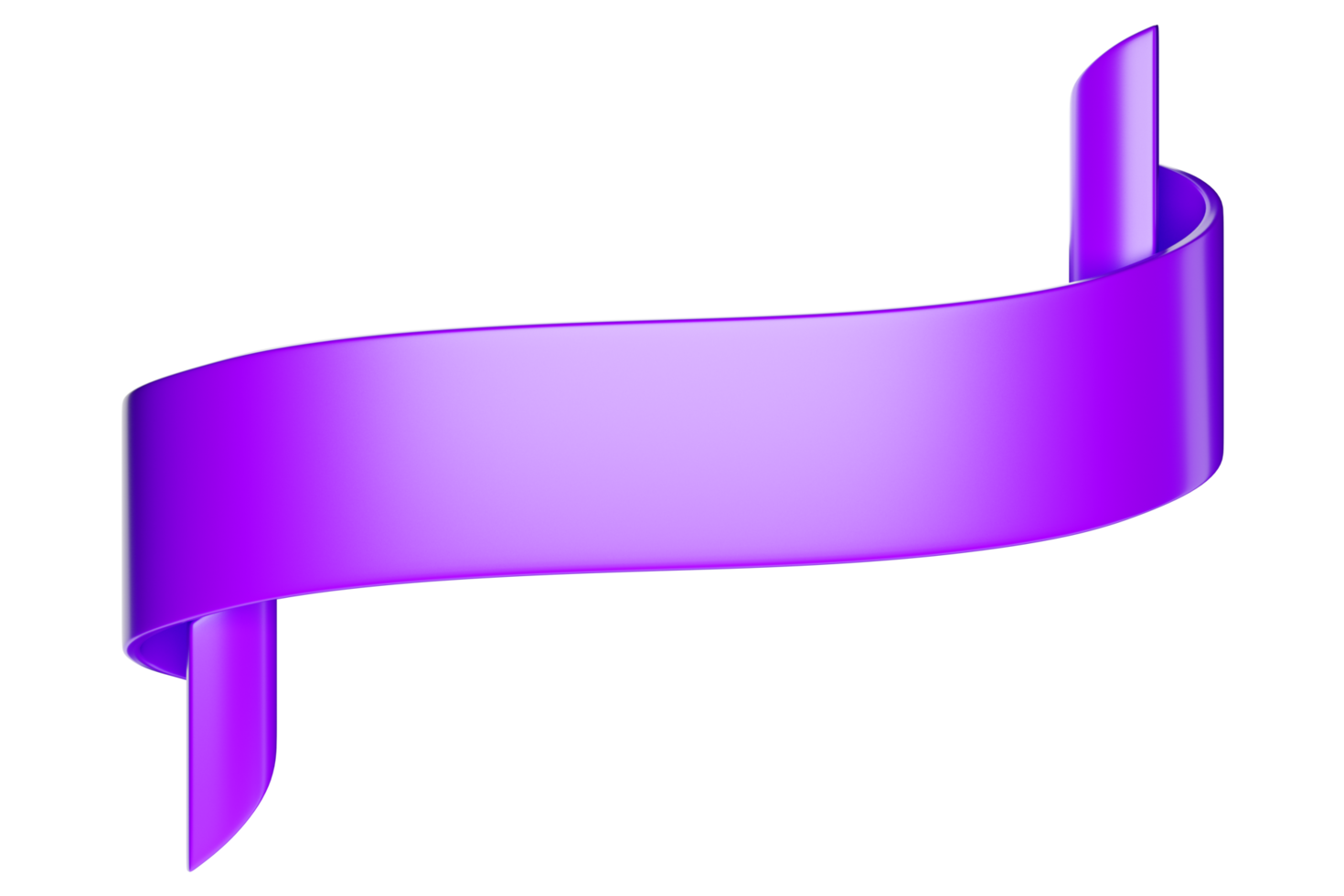 3d label ribbon. Glossy purlpe blank plastic banner for advertisment, promo and decoration elements. High quality isolated render png