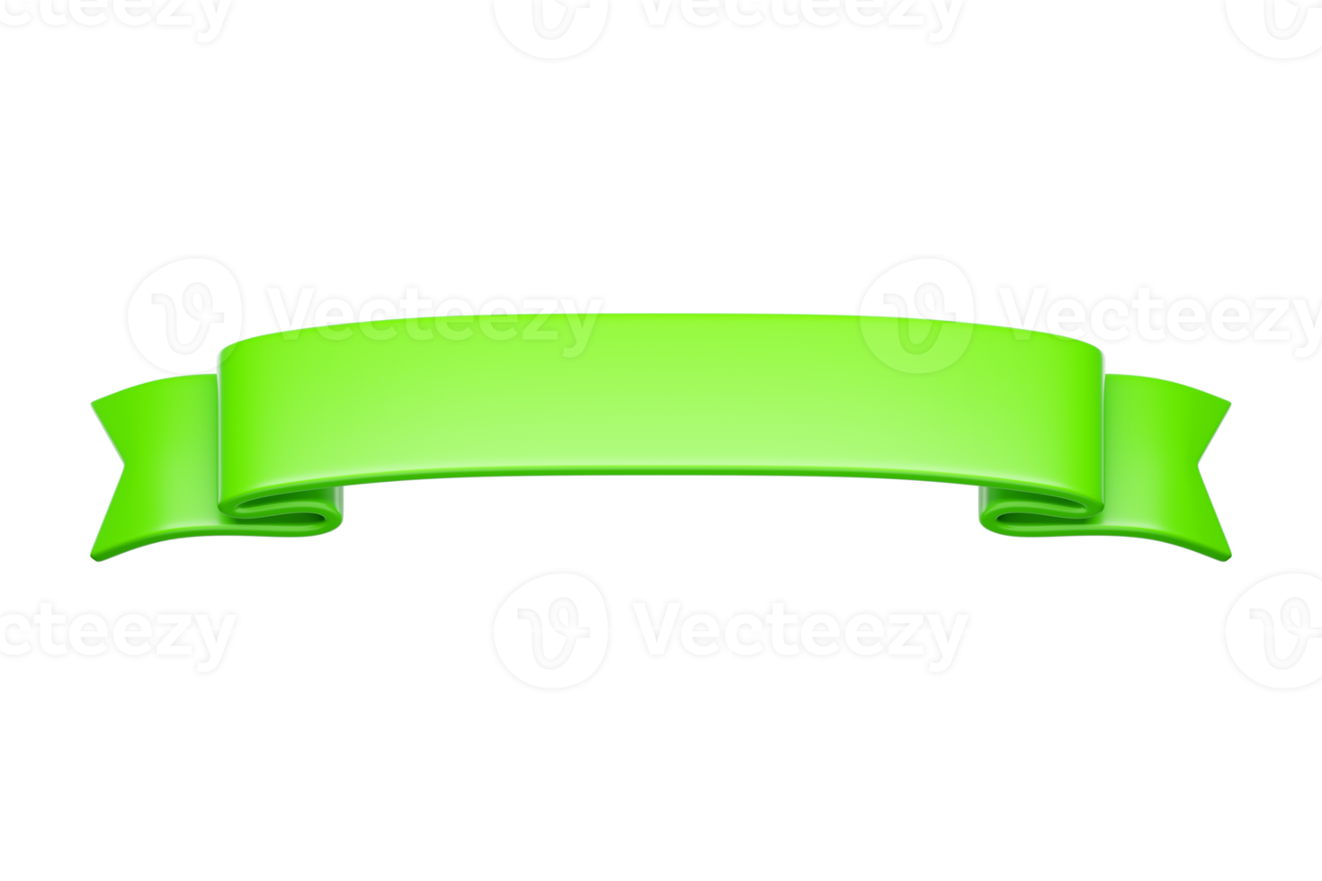 3d label ribbon. Glossy green blank plastic banner for advertisment, promo and decoration elements. High quality isolated render png
