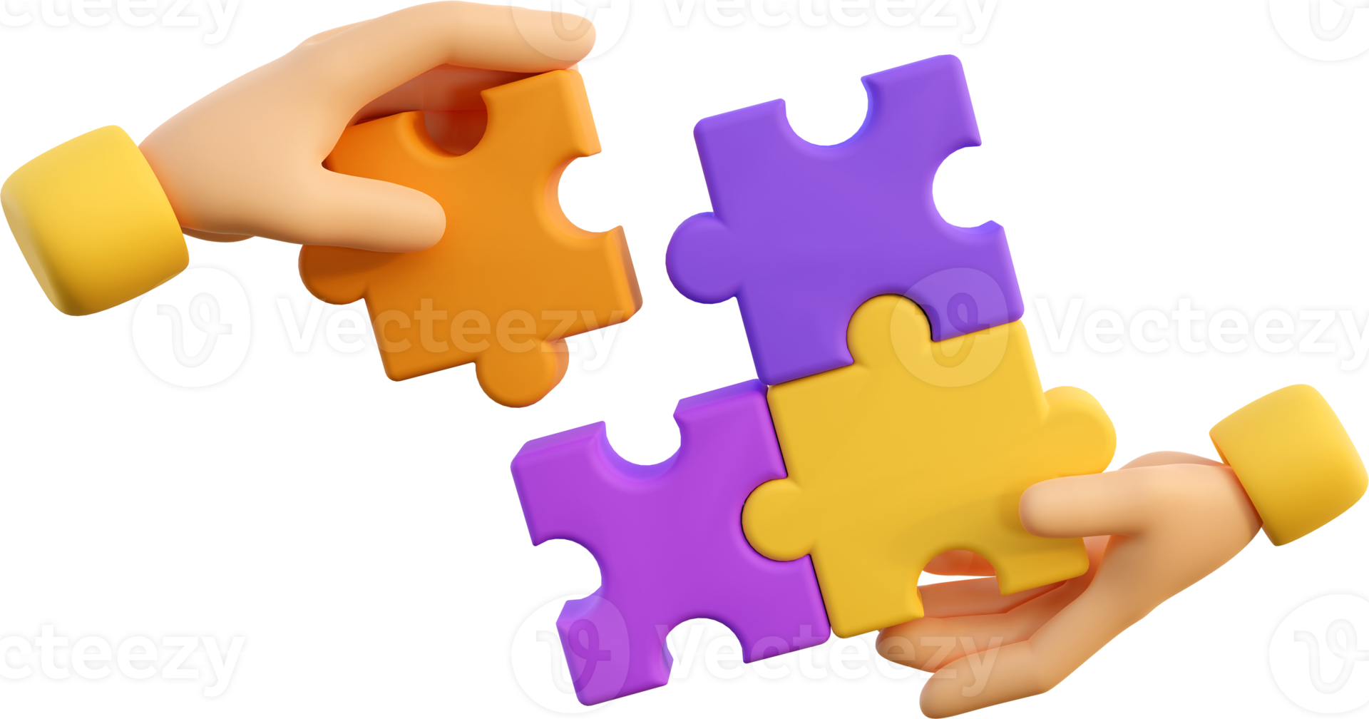 3d human hands with jigsaw puzzle pieces. Concept of business problems