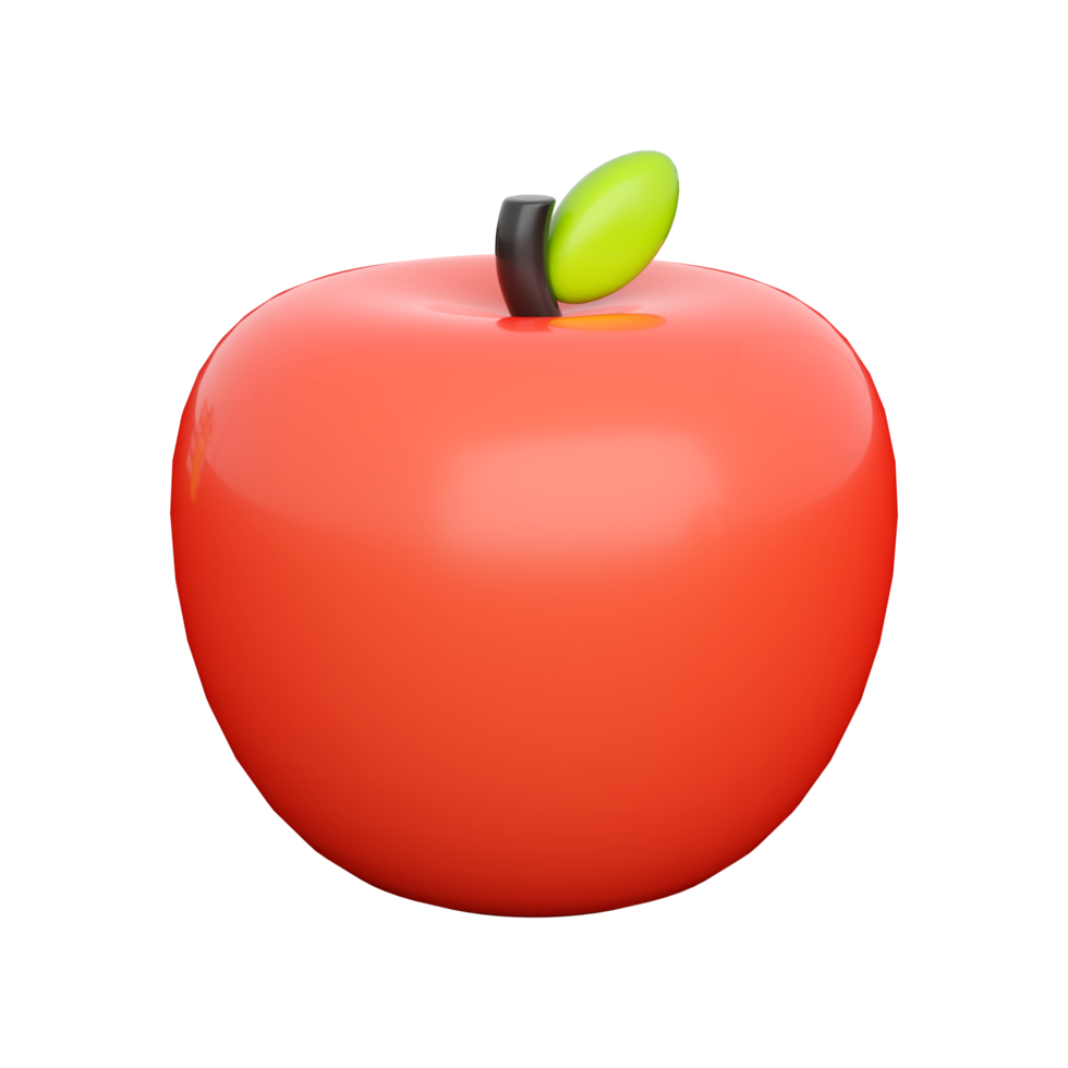 3d red apple. Concept for healthy life, education or fruit shop. High quality isolated render png