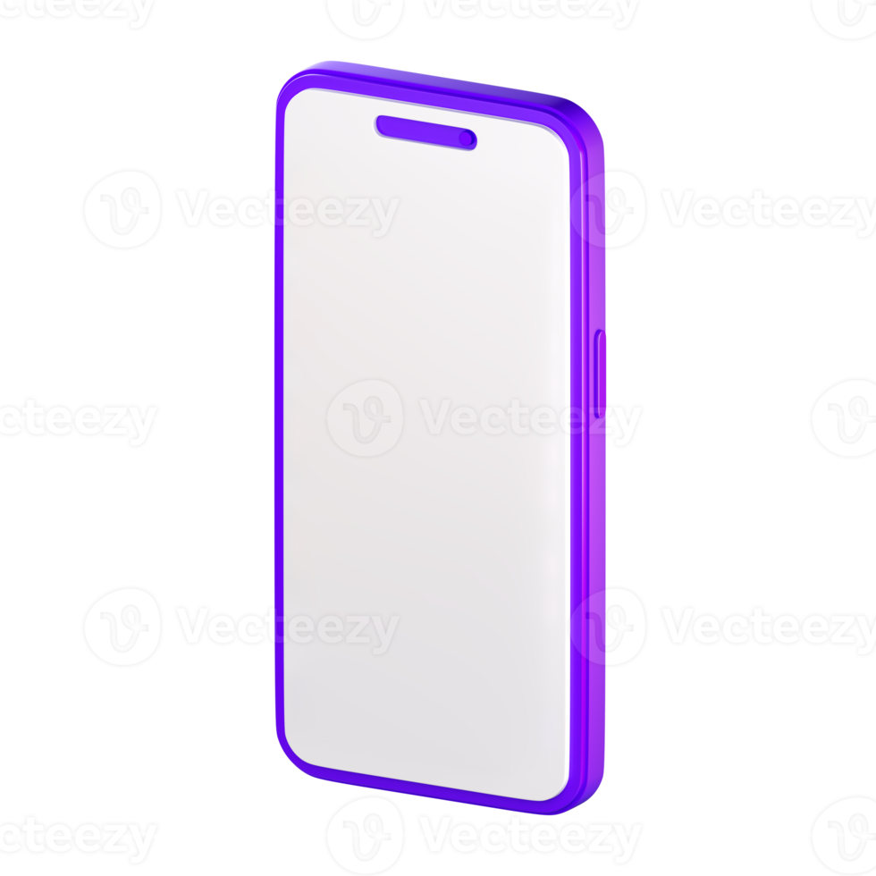 Maquette de smartphone 3d avec écran blanc vide. modèle de vue de face du téléphone. modèle de communication. rendu isolé de haute qualité png