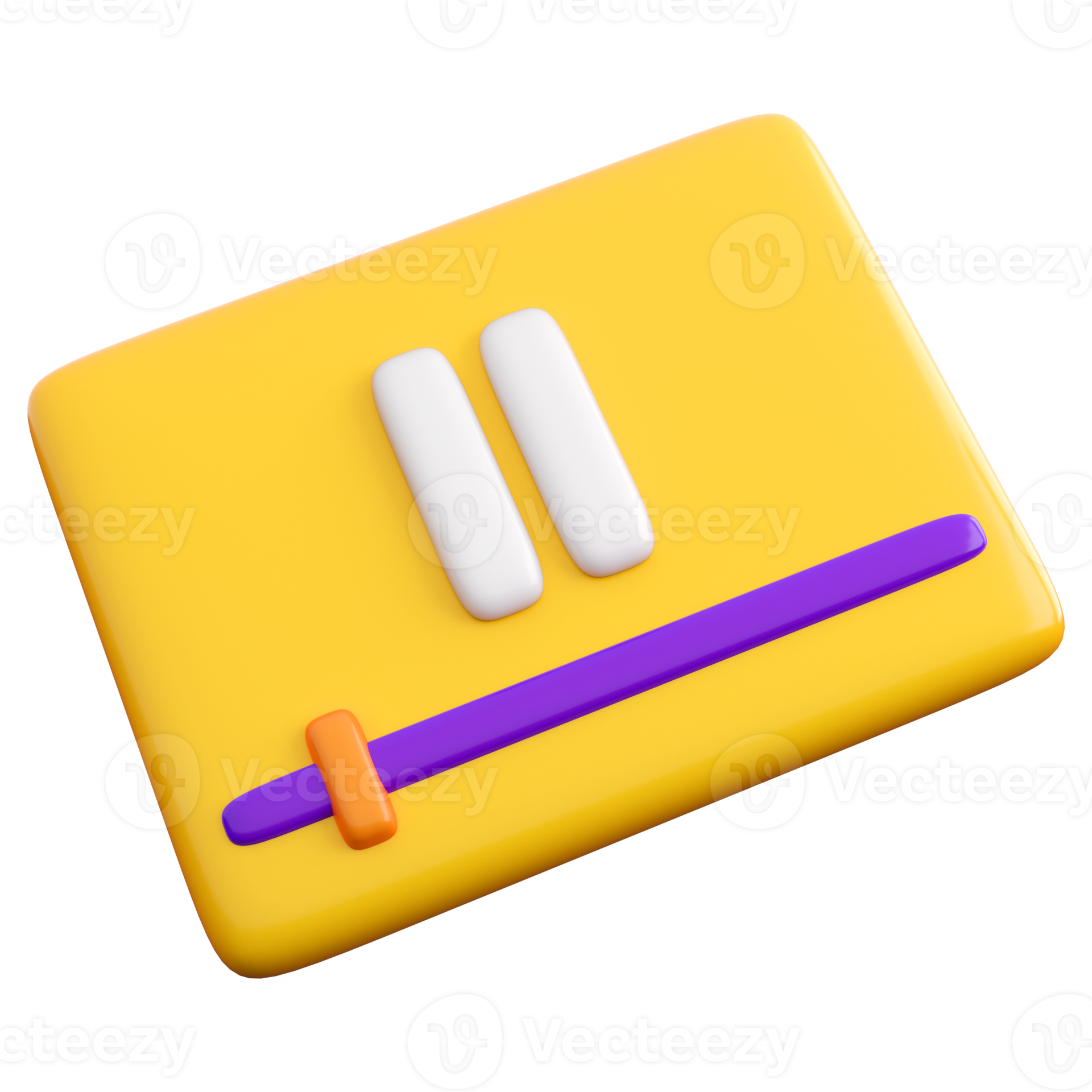 3d stop video icon with scroll bar. Playing, streaming video, social media or multimedia concept