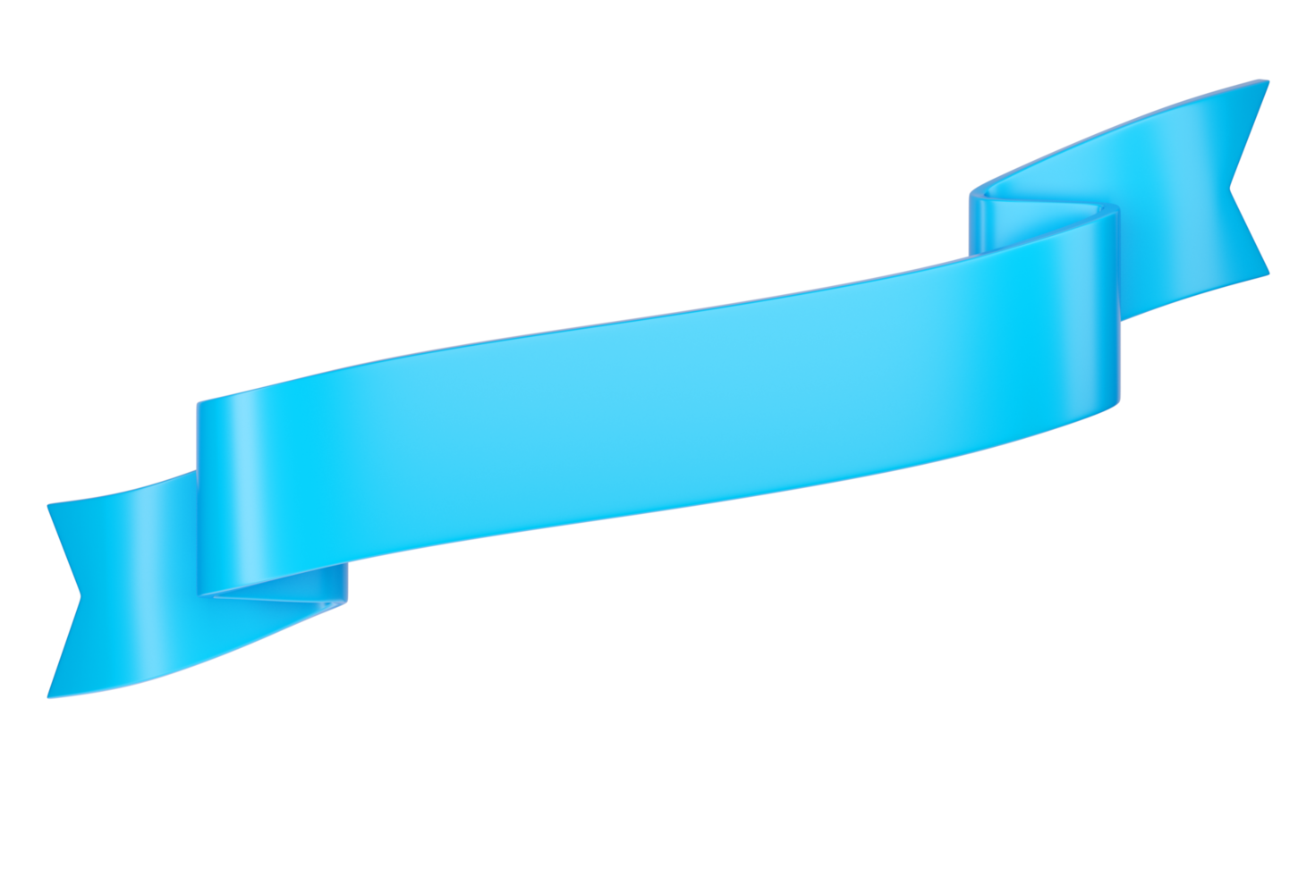 3d label ribbon. Glossy blue blank plastic banner for advertisment, promo and decoration elements. High quality isolated render png