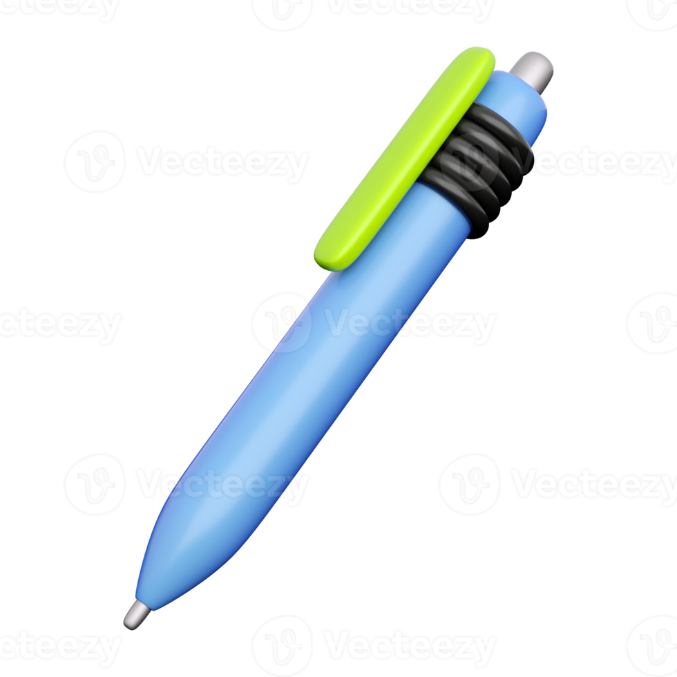 blauw pen. element voor terug naar school, aan het leren en online onderwijs spandoeken. hoog kwaliteit geïsoleerd geven png