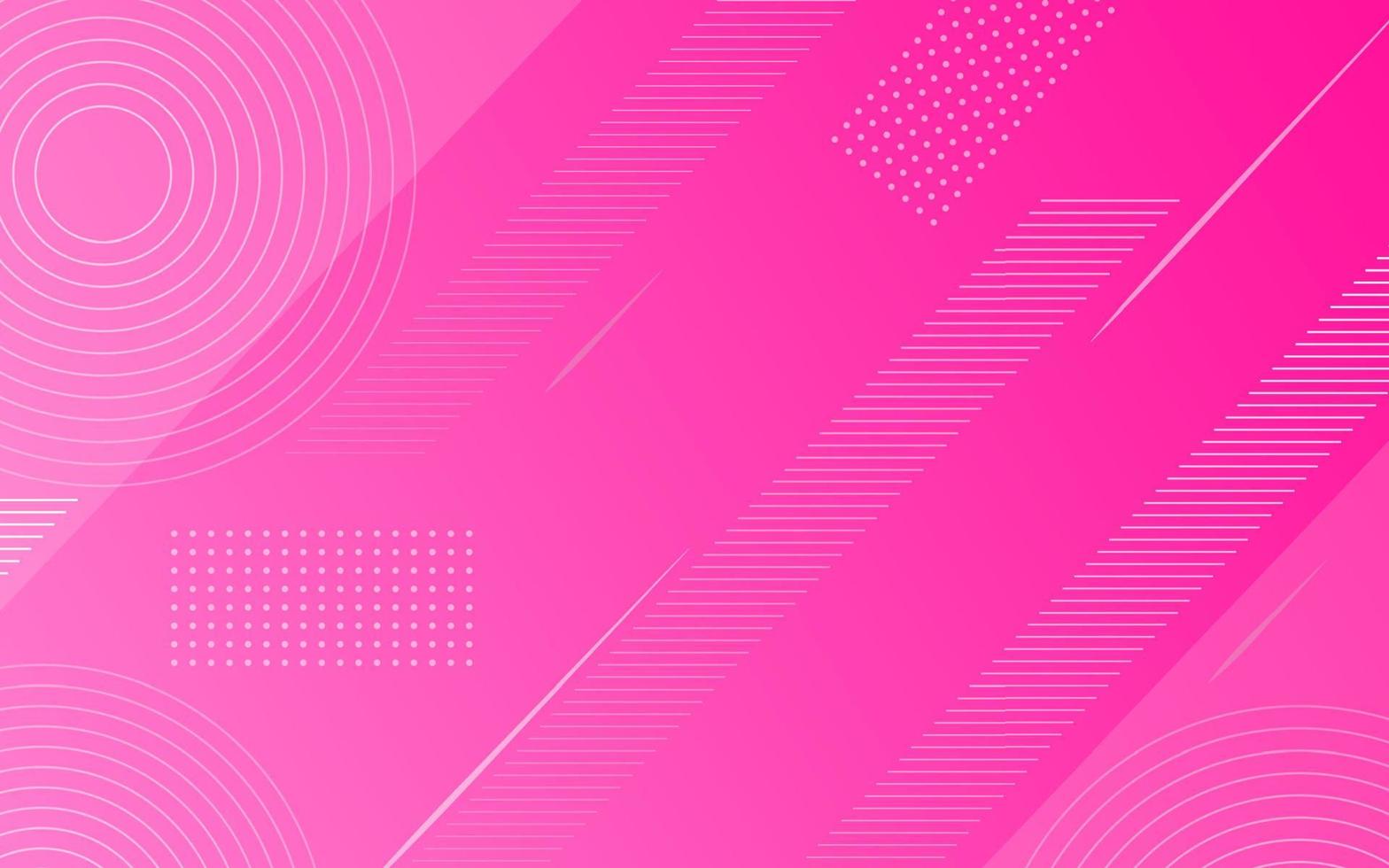 Gradient Pink background with memphis and line elements vector