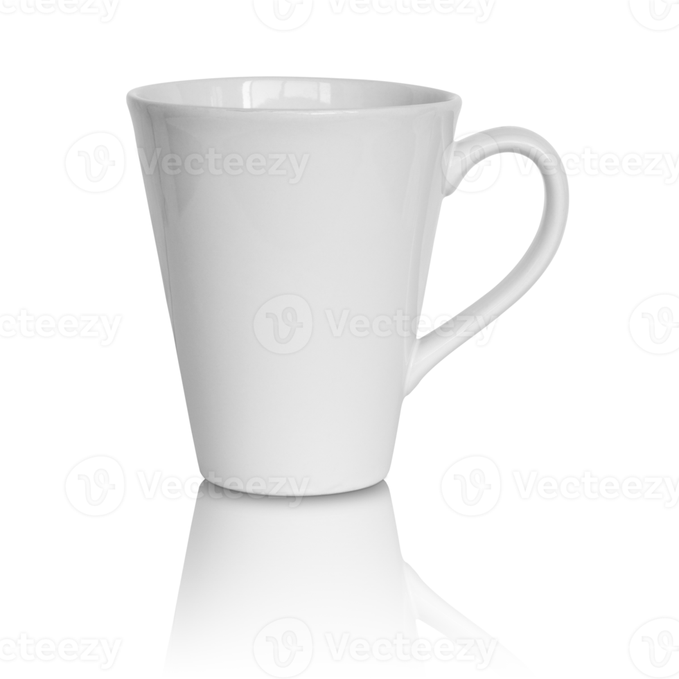 leere weiße tasse isoliert mit reflektierendem boden für modell png