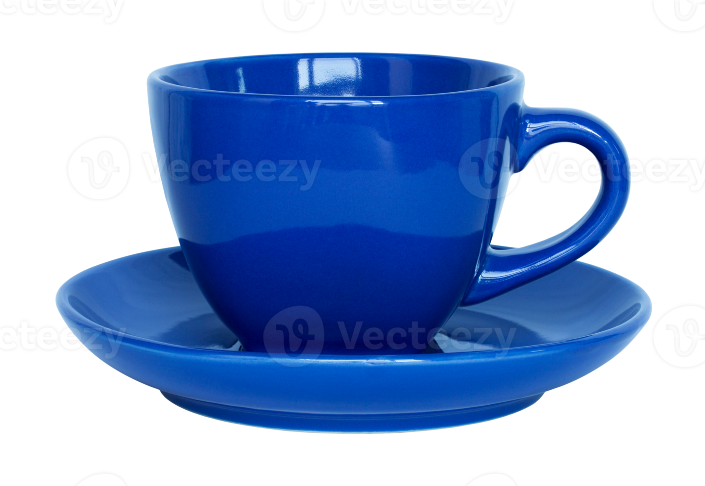 leeg blauw kop en schotel geïsoleerd met knipsel pad voor mockup png