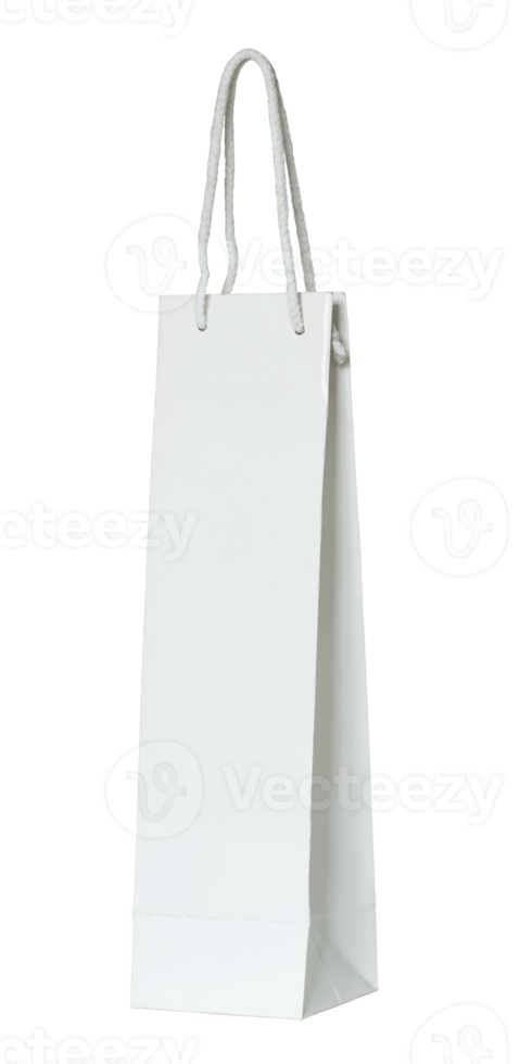 white paper bag for wine bottles isolated with clipping path for mockup png