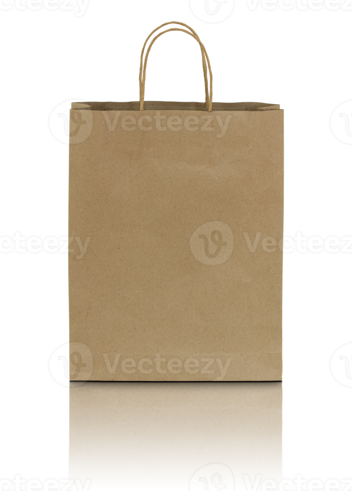 brown paper bag isolated with reflect floor for mockup png