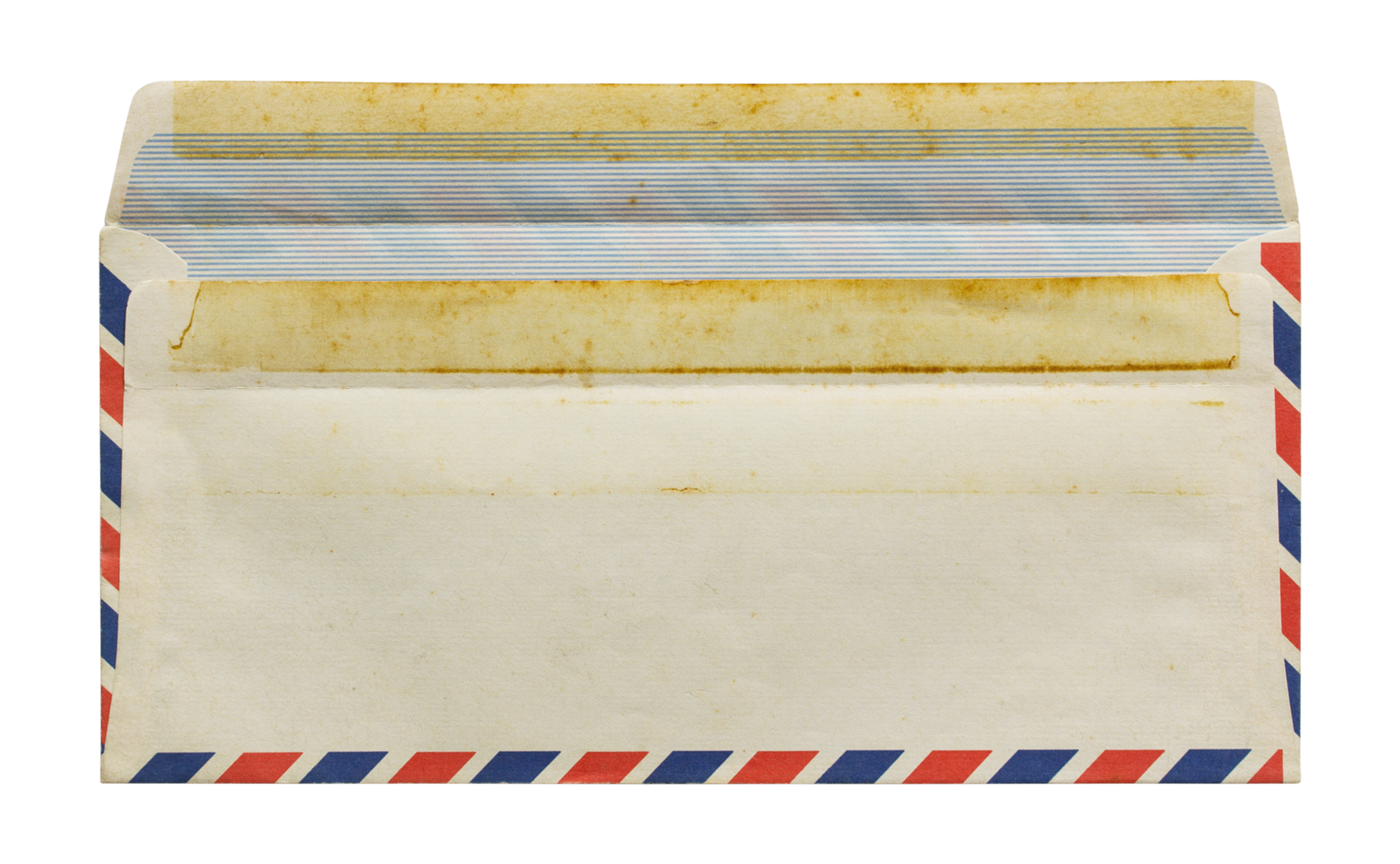 open old airmail envelope isolated with clipping path for mockup png