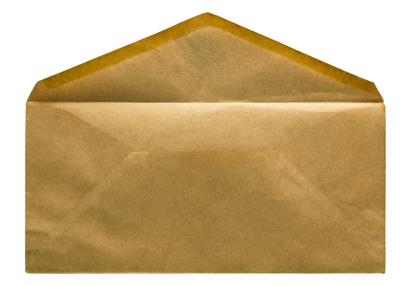 open brown envelope isolated with clipping path for mockup png