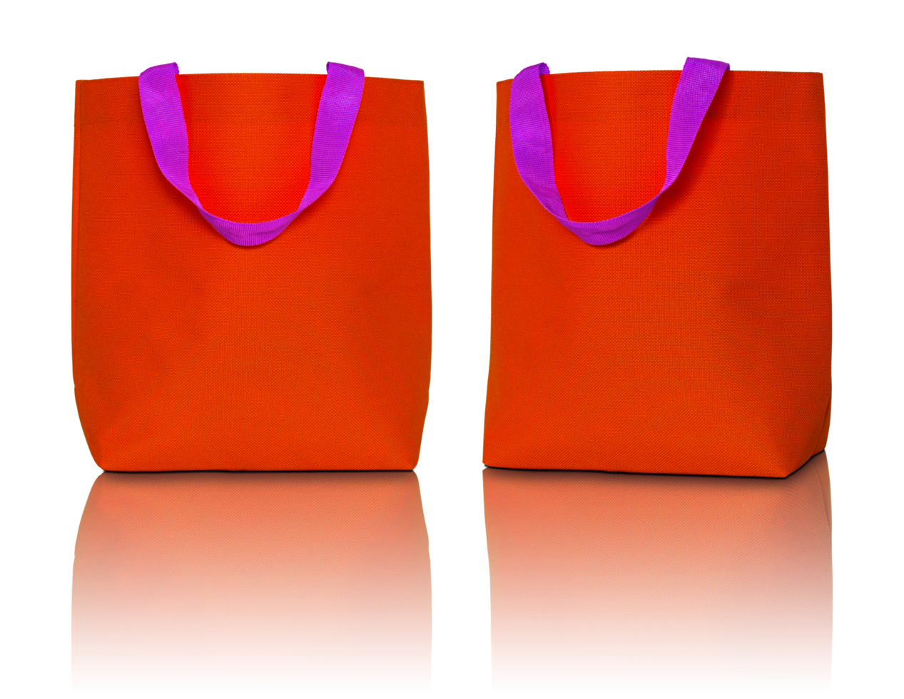 bolsa de compras roja aislada con suelo reflectante para maqueta png