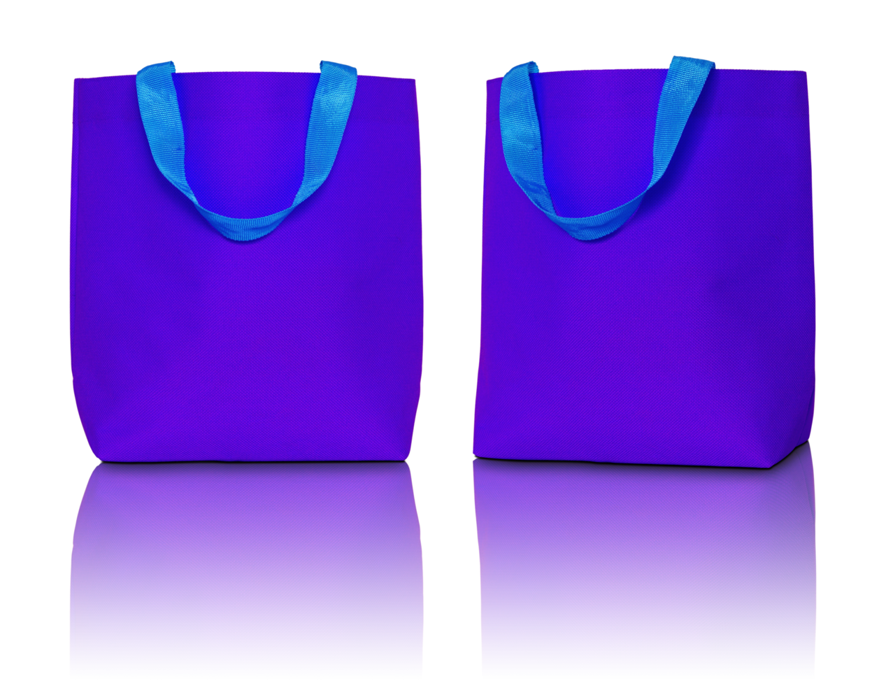 bolsa de compras azul aislada con suelo reflectante para maqueta png