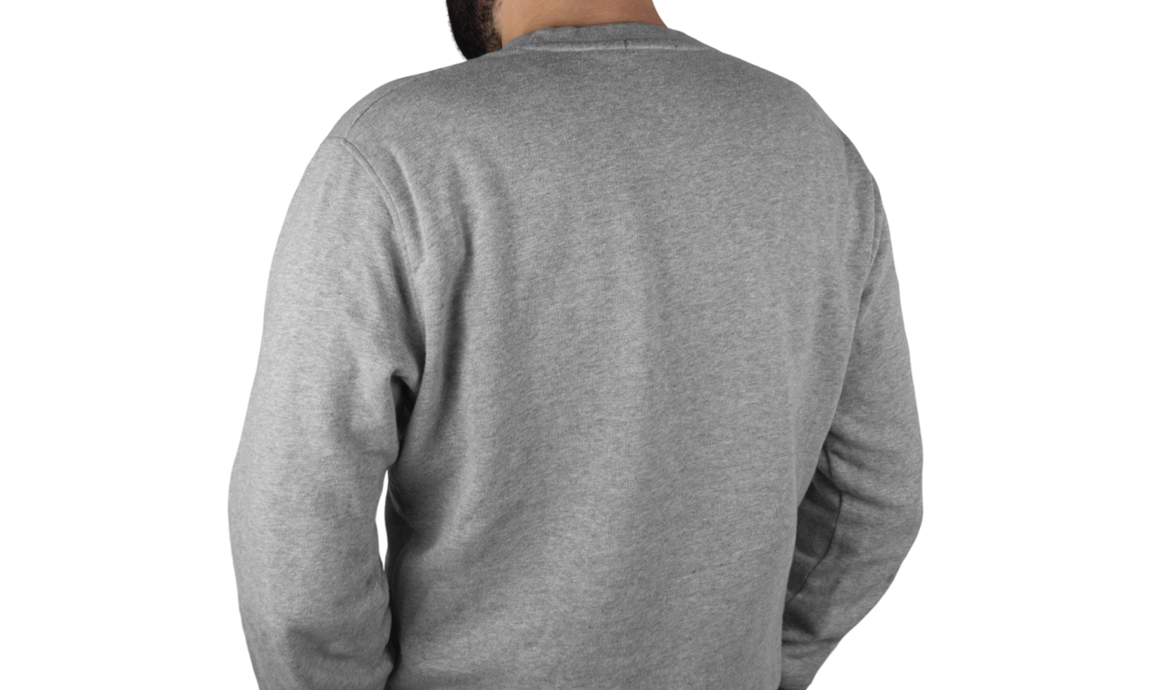 pull dos gris sur fond transparent png