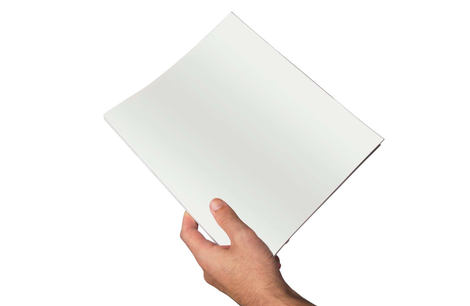 Hand Holding a White Magazine on Transparent Background png