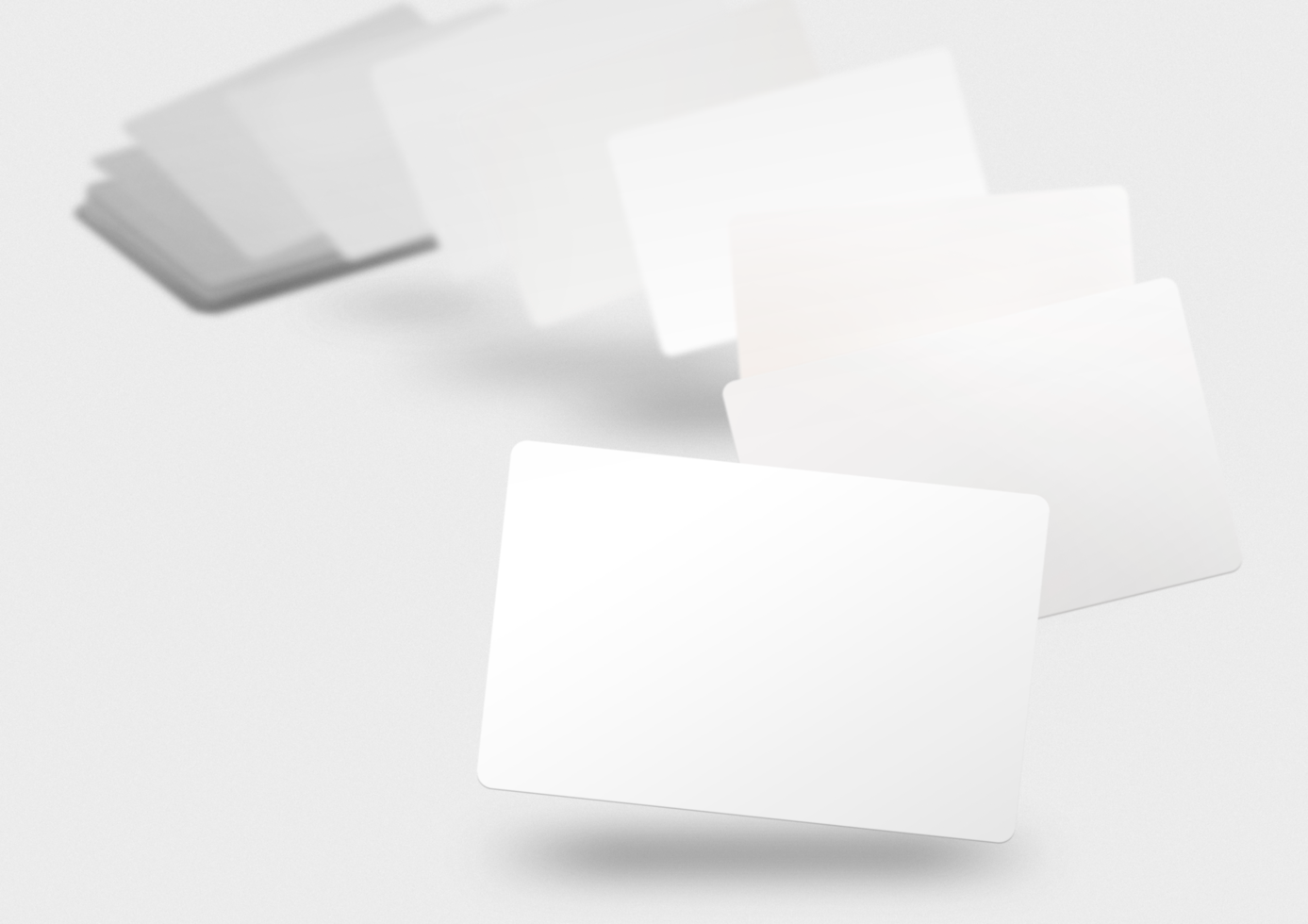 Floating Blurred White Business Cards on Transparent Background png