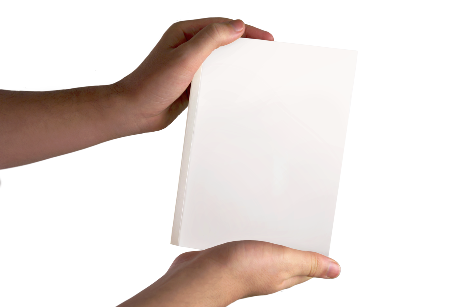 livre blanc uni dans les mains sur fond transparent png