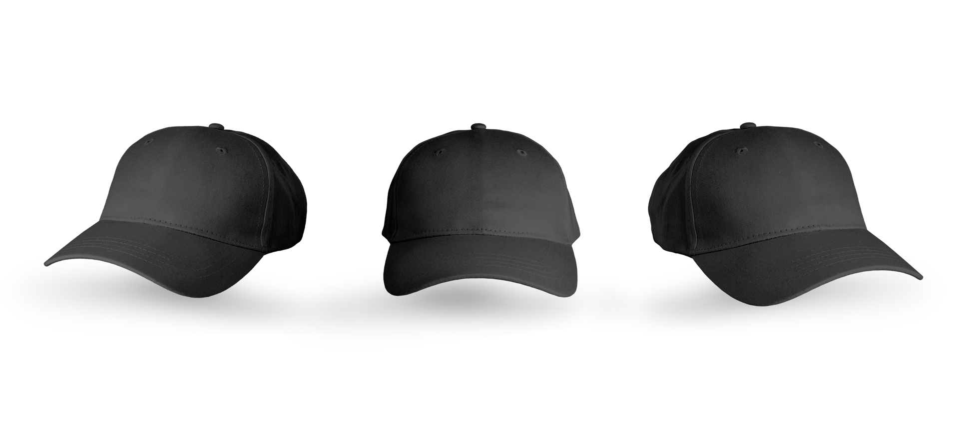 Pack of Three Black Caps on Transparent Background 12628179 PNG