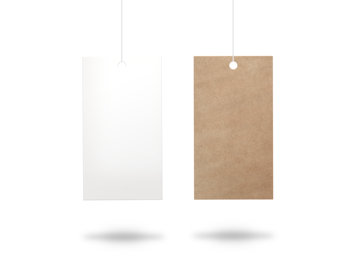 Two Plain Hanging Labels on Transparent Background png