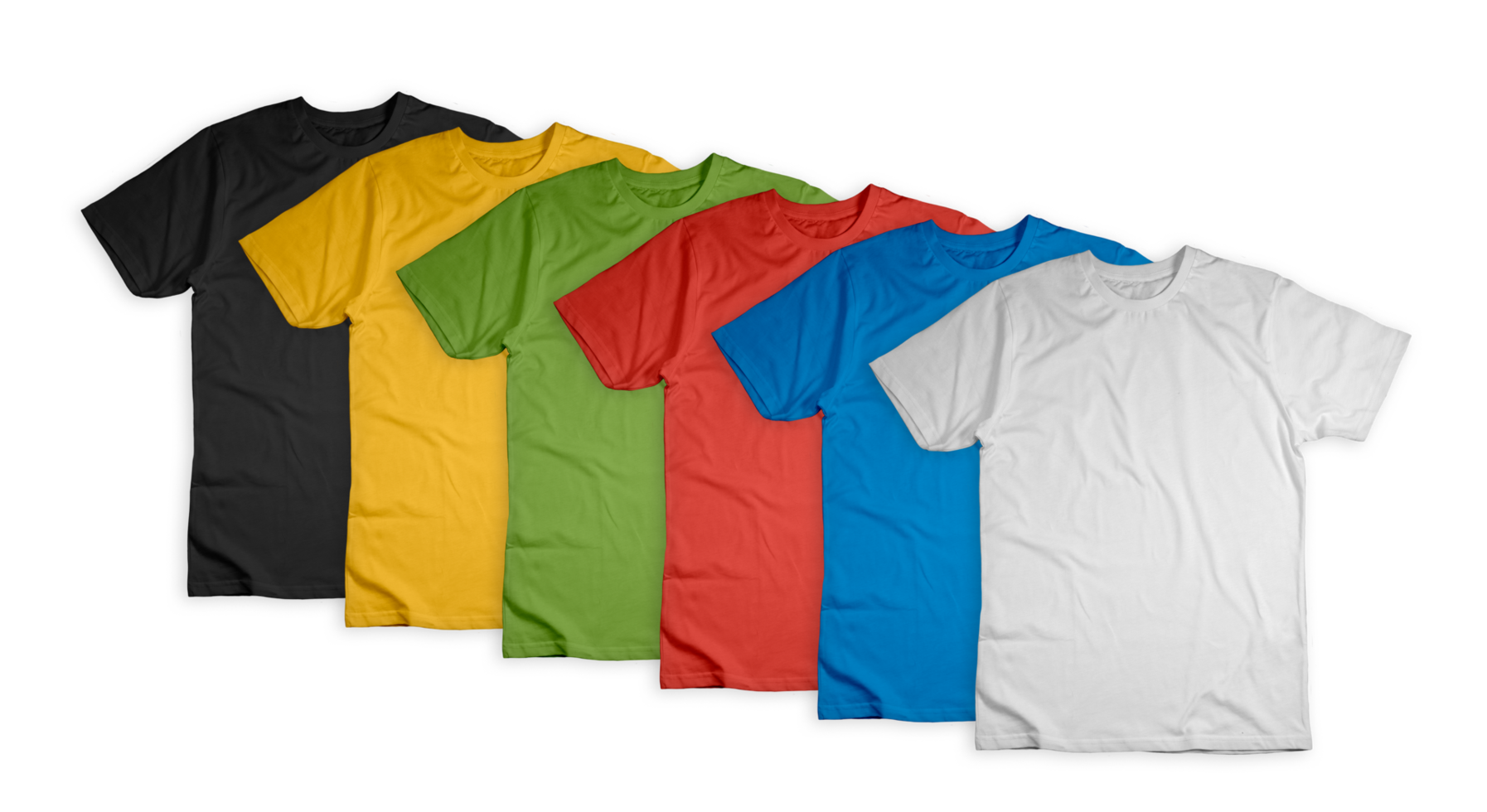 pack de t-shirts de couleur sur fond transparent png