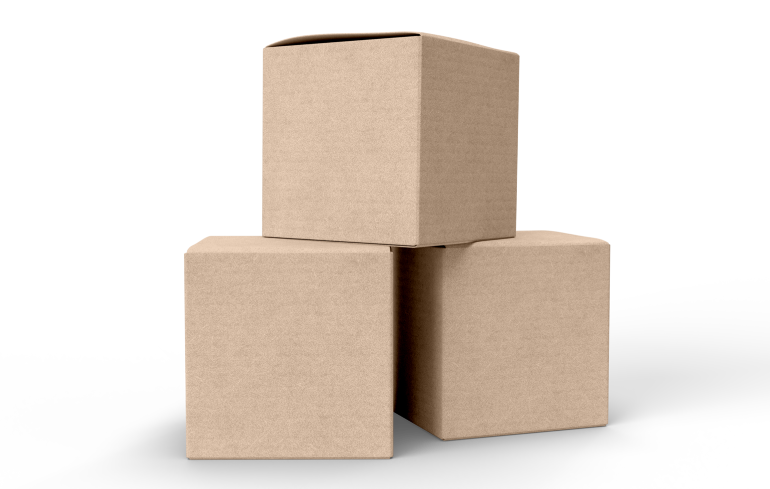 Three Cardboard Boxeson Transparent Background png