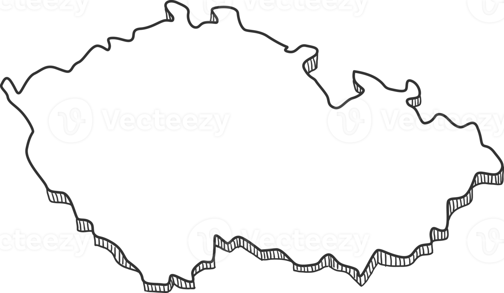 Hand Drawn of Czech 3D Map png