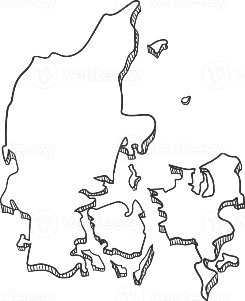 Hand Drawn of Denmark 3D Map png