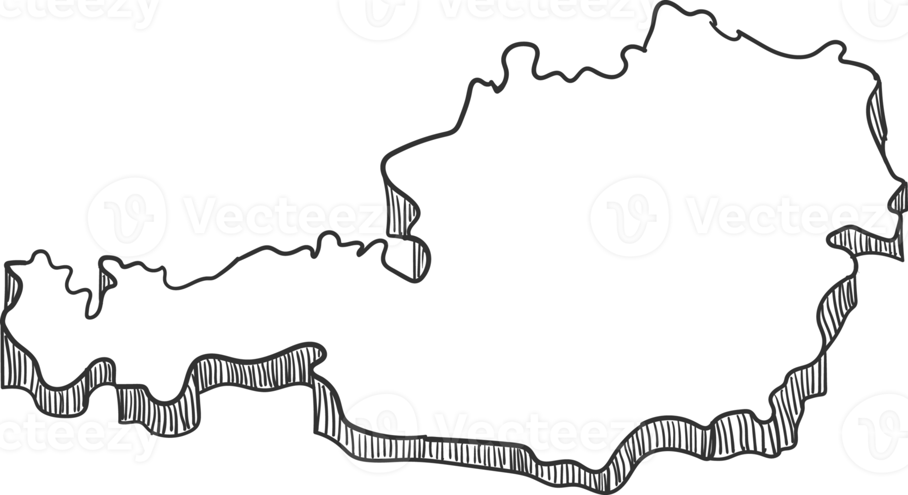 Hand Drawn of Austria 3D Map png