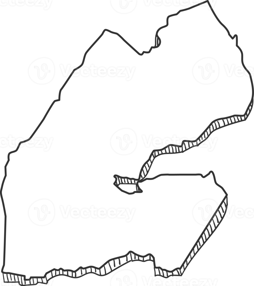 Hand Drawn of Djibouti 3D Map png