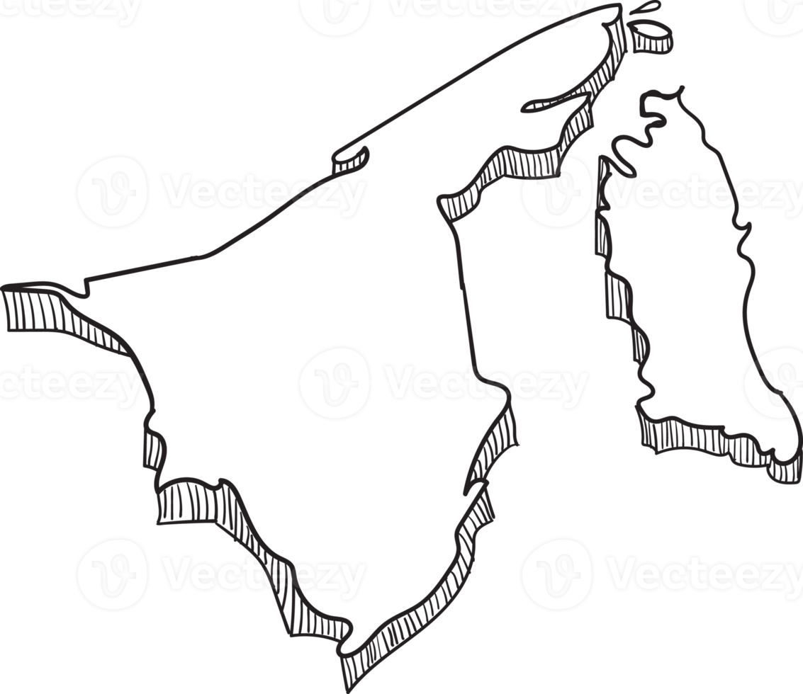 Hand Drawn of Brunei 3D Map png