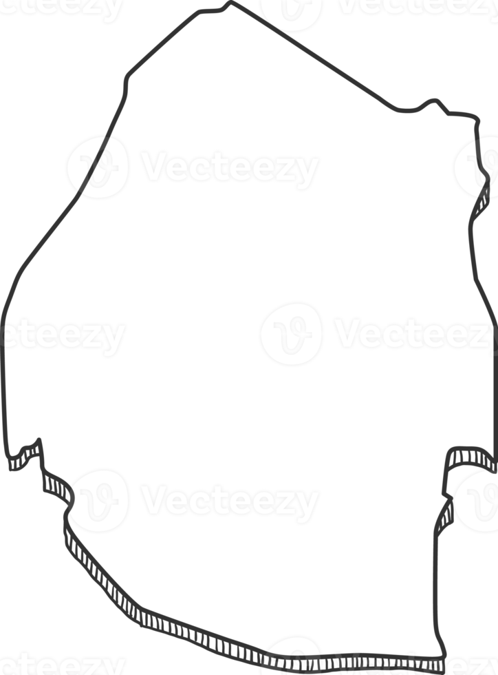 Hand Drawn of Eswatini 3D Map png