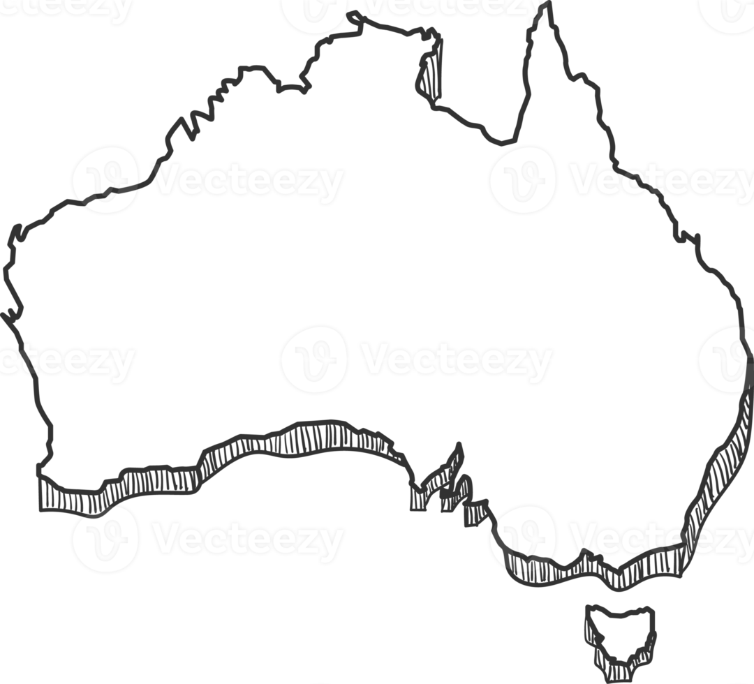 Hand Drawn of Australia 3D Map png