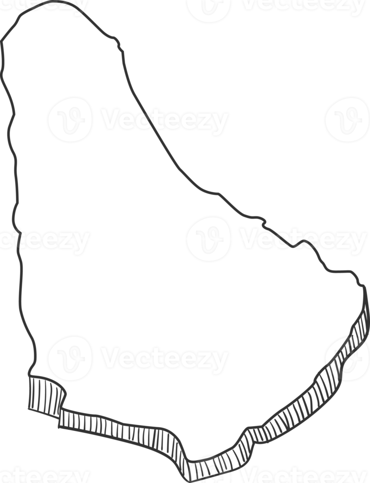 Hand Drawn of Barbados 3D Map png
