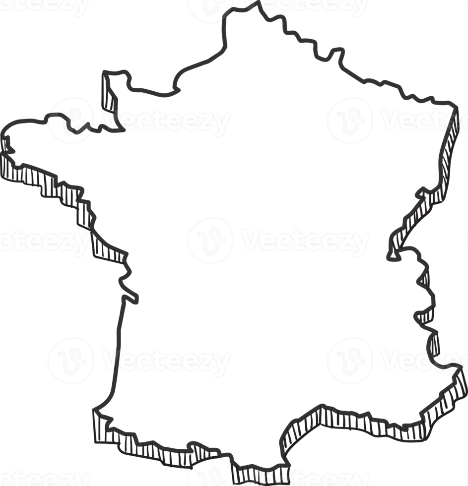 Hand Drawn of France 3D Map png