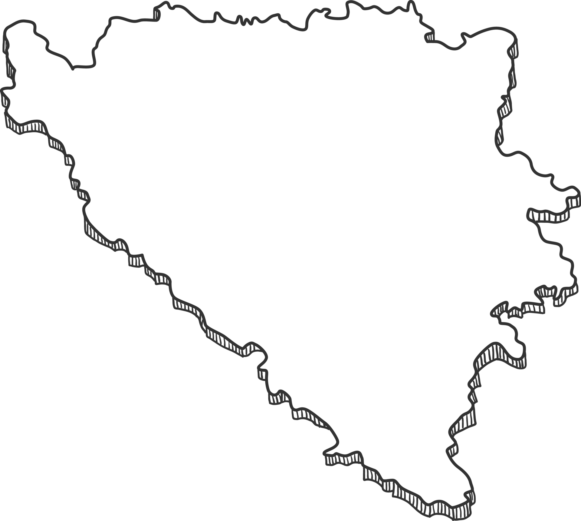 Free Hand Drawn Of Bosnia And Herzegovina 3d Map 12628344 Png With