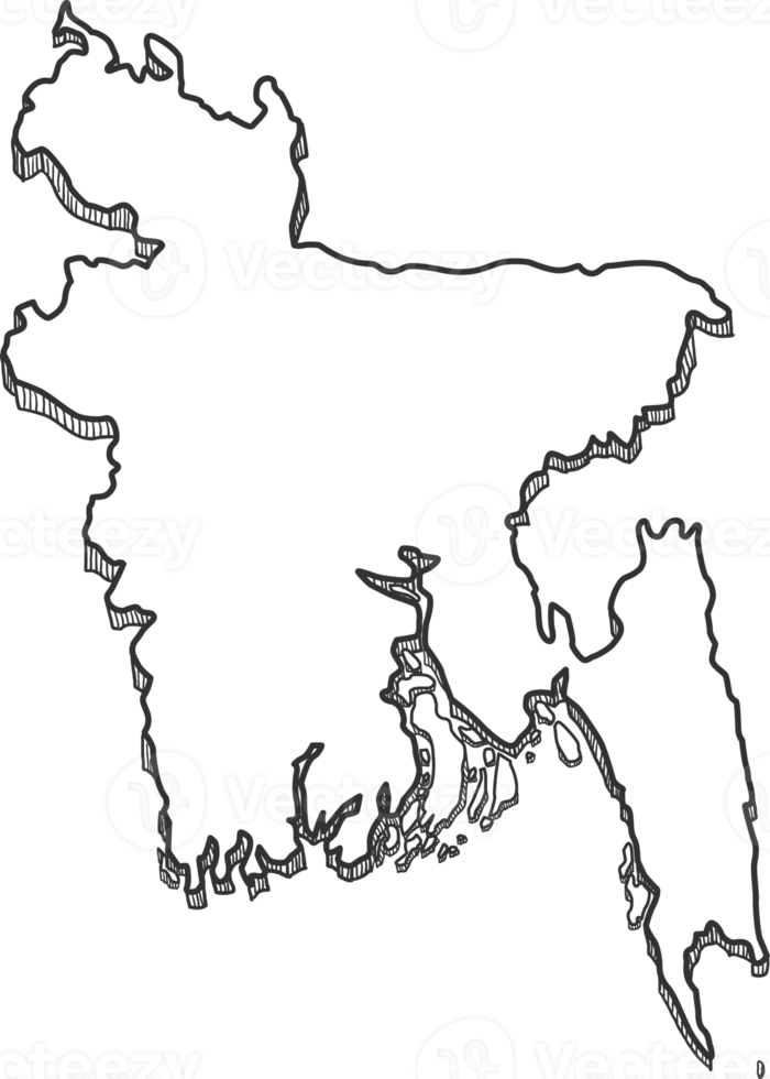 Hand Drawn of Bangladesh 3D Map png