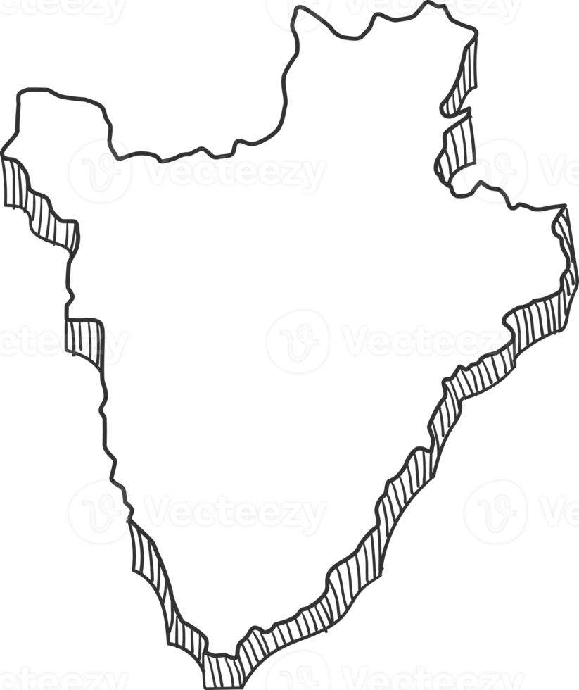 Hand Drawn of Burundi 3D Map png