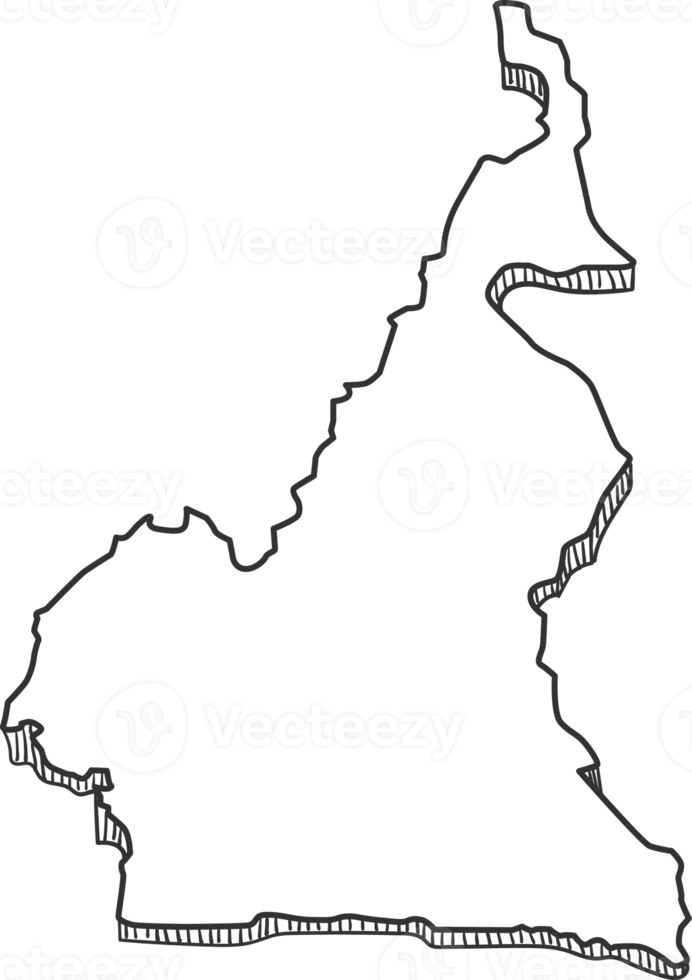 Hand Drawn of Cameroon 3D Map png
