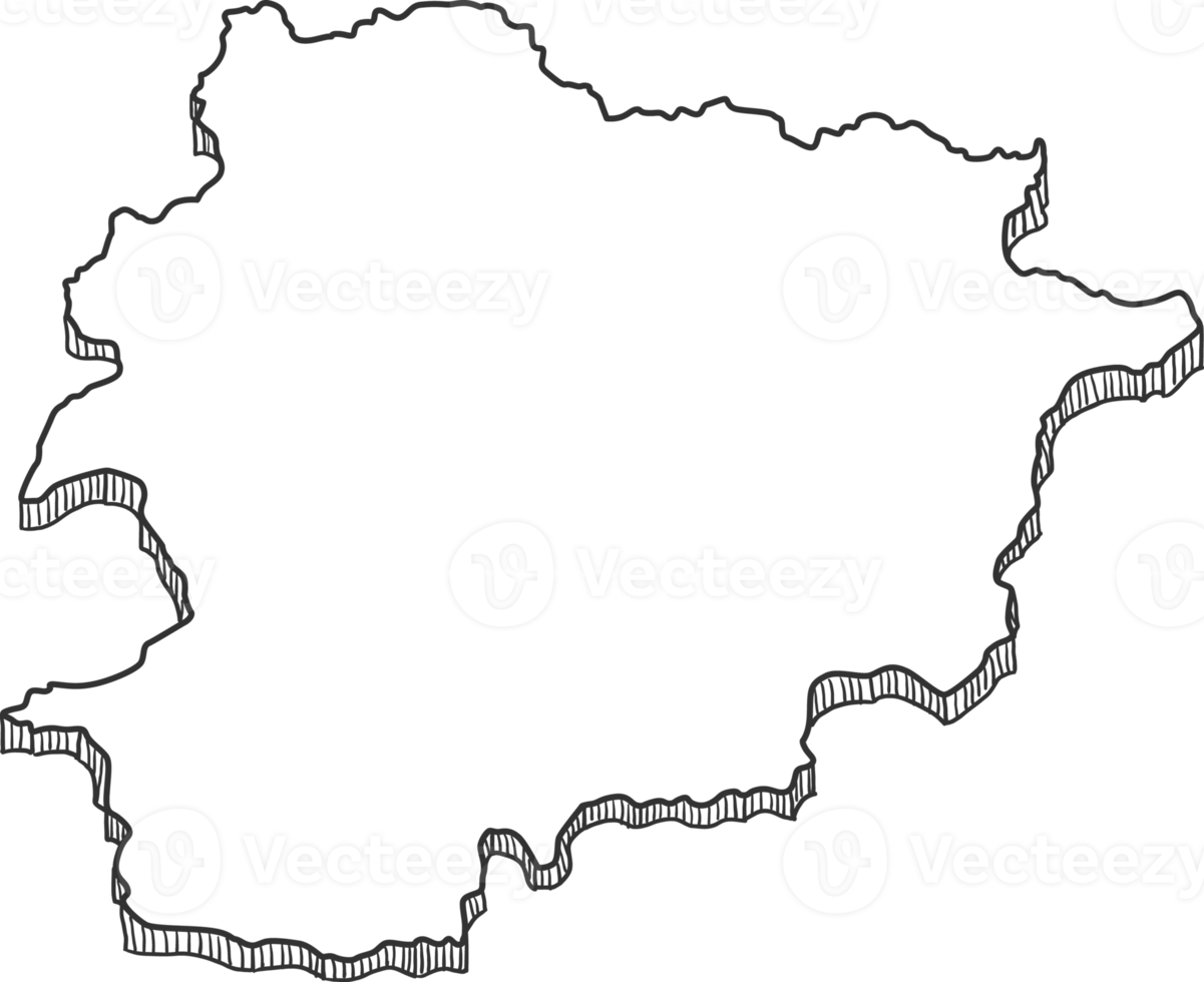 Hand Drawn of Andorra 3D Map png