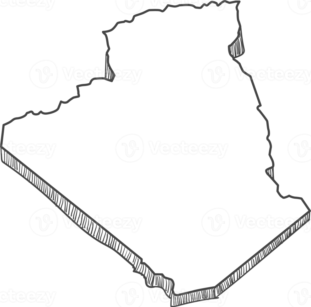 Hand Drawn of Algeria 3D Map png