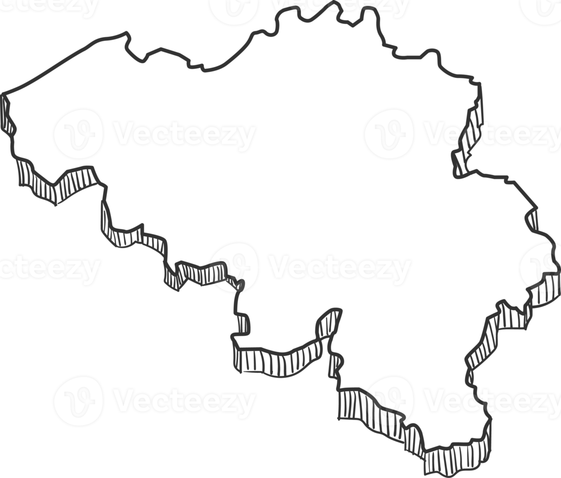 Hand Drawn of Belgium 3D Map png