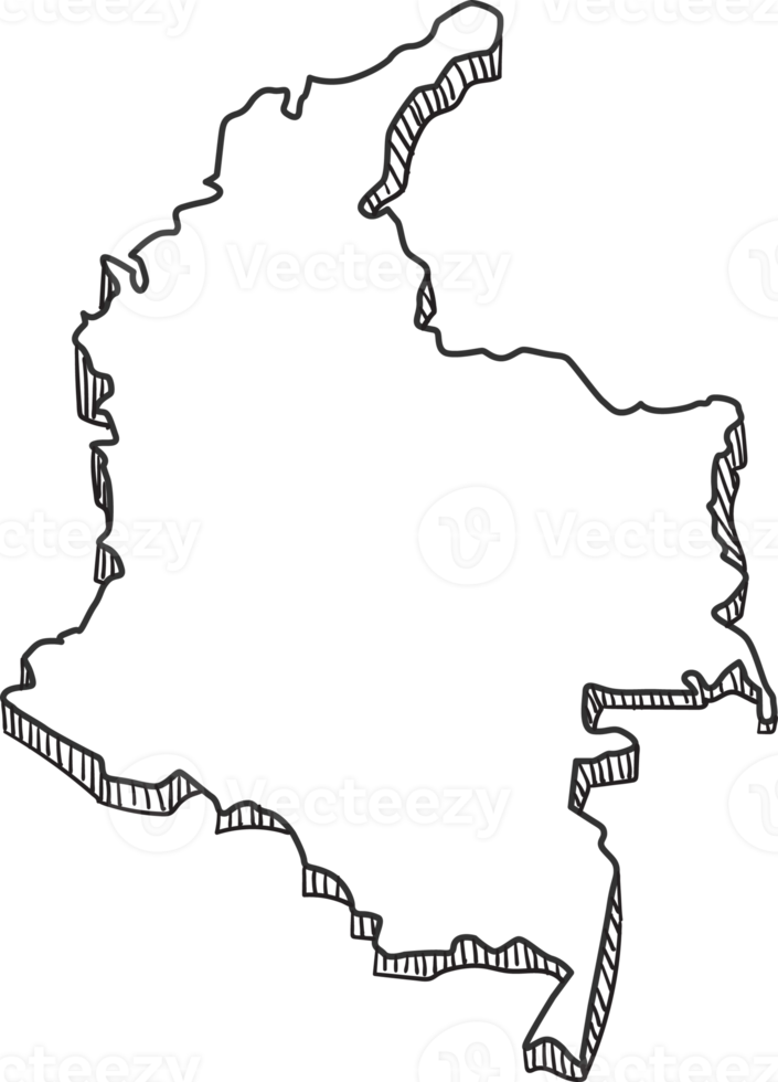 Hand Drawn of Colombia 3D Map png