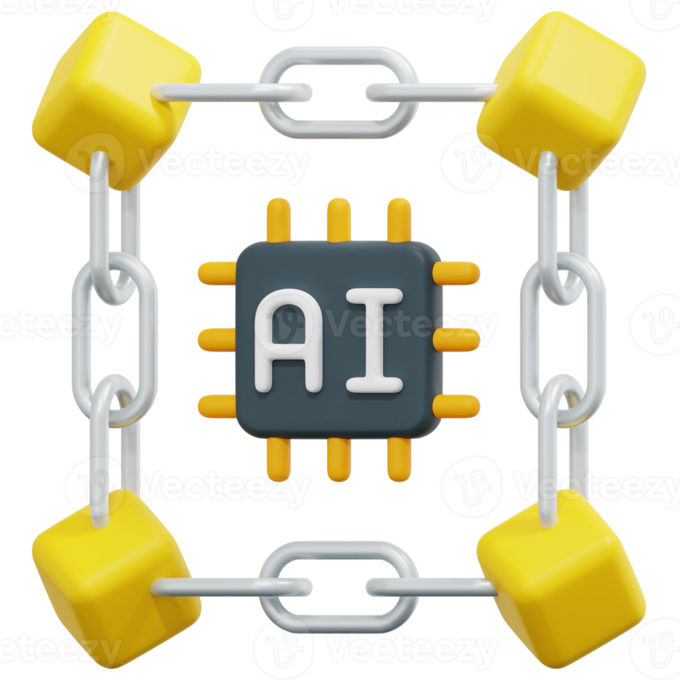 blockchain 3d framställa ikon illustration png